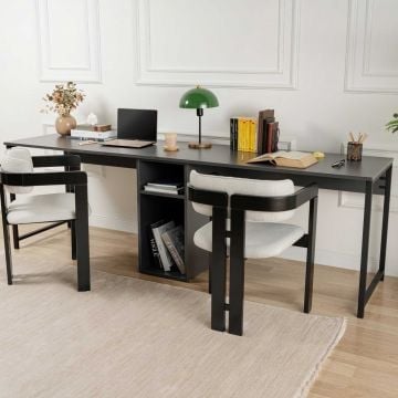 Bureau Woody Fashion - 240x60x74cm - met opbergruimte - zwart