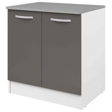 Onderkast Eko 80 cm voor spoelbak met 2 deuren - grijs