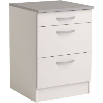Onderkast Spoon 60 cm met 3 laden - wit