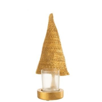 Kaarshouder kerstboom poly goud large