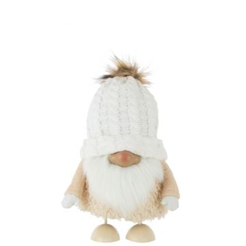 Kerstman pompom poly wit/beige large