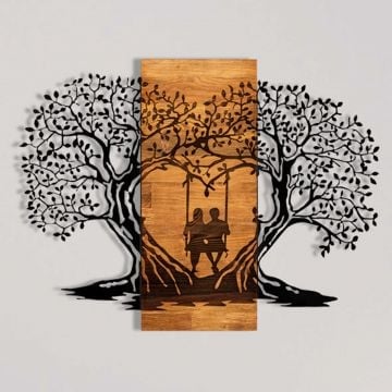 Wallity Decoratief Houten Wandaccessoire | 100% Metaal | Zwart Notenhout