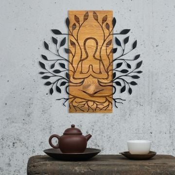 Wality Decoratief Houten Wandaccessoire - 100% Metaal, Zwart Notenhout