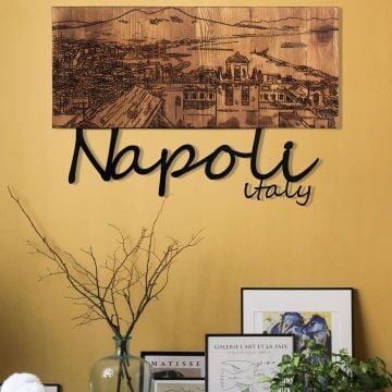 Wallity Decoratief Houten Wandaccessoire | 100% Metaal | Zwart Notenhout