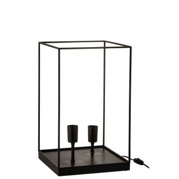 Lamp 2 lampen rechthoekig frame metaal zwart large