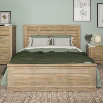 Tweepersoonsbed Wanda 140x200 - bruin kastanjehout