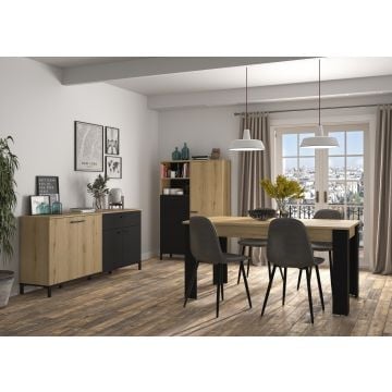 Eetkamer Tando-eik/zwart