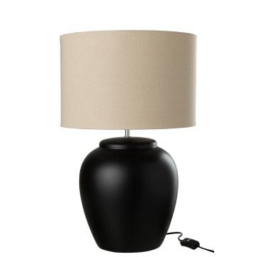 Lamp meli + kap keramiek linnen zwart large