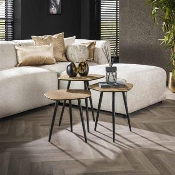 Salontafelset Mariola organisch 3 tafels-antiek brons