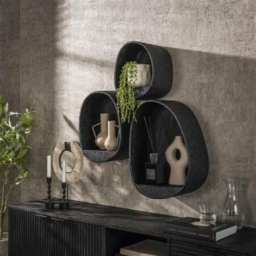 Set van 3 wandschappen Licorice-liquid metal