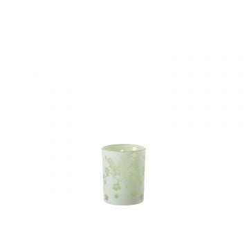 Windlicht bloemen glas groen medium