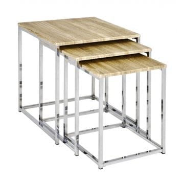 Bijzettafelset met 3 tafeltjes | Light Oak-design