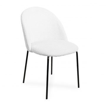 Eetkamerstoel Wira - 54x50x81cm - boucléstof - wit