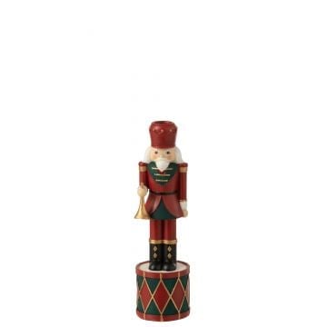 Kaarshouder notenkraker resine rood/groen small