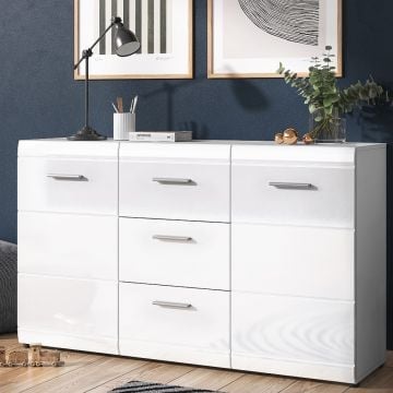 Dressoir Allan 144cm met 2 deuren & 3 lades - wit 