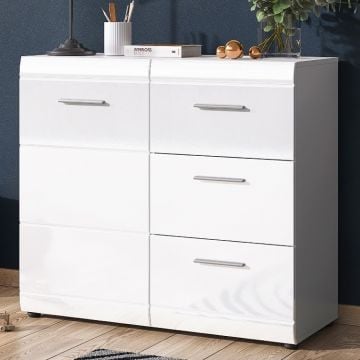 Commode Allan 96cm met 3 lades & 1 deur - wit 