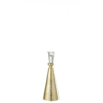 Kandelaar tape aluminium/glas goud/transparant medium