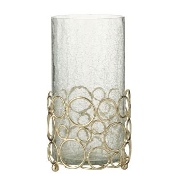 Kaarshouder kyev glas/ijzer transparant/goud large