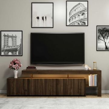 Tv-meubel Tijn met led-verlichting - 37x192x53 cm - MDF/walnoot