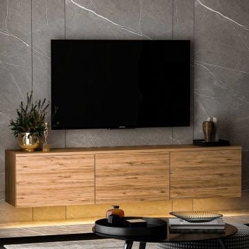 Tv-meubel met led-verlichting Tarek - 32x160x35 cm - MDF/Atlantic Pine 