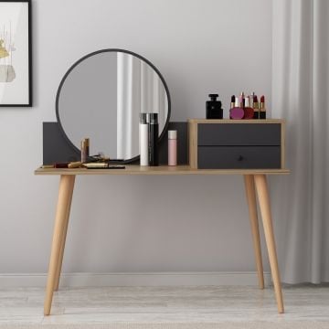 Make-uptafel Woody Fashion | 120 x 60 x 96 cm | Walnut Anthracite-design