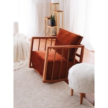 Schommelstoel Atelier Del Sofa - 71x65x80cm - hout en velours - Kaneel