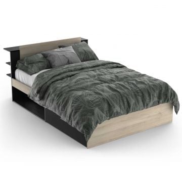 Bed Maura met opbergruimte 140 x 190cm/200 cm-Kronberg eik/matzwart