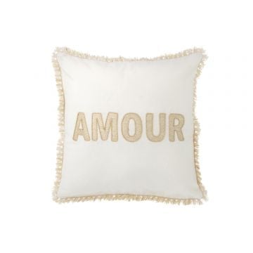 Kussen amour textiel wit/goud
