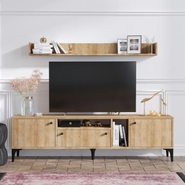 TV-meubel Emerald | 100% Melamine | 180x52x35 cm | Eik
