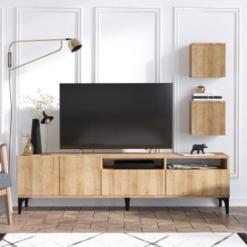 Tv-meubel Emerald | 100% Melamine | 180x52x35 cm | Eiken