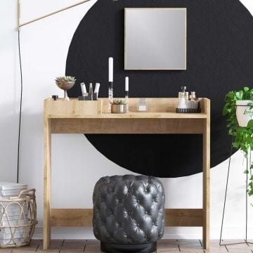 Make-uptafel Woody Fashion - met spiegel - eikdecor