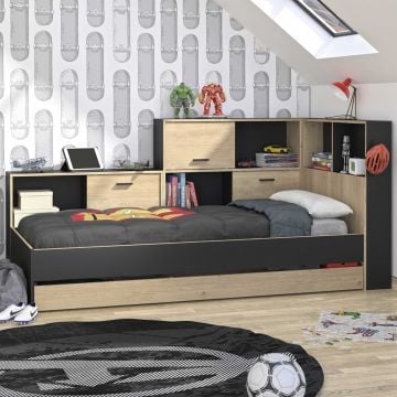 Tienerbed met bedlade en opbergruimte Erwan | 90 x 200 cm | Châtaignier-design
