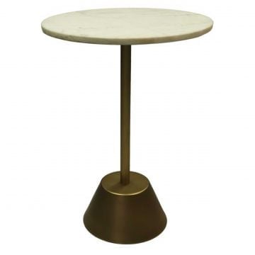 Bijzettafel Edwina - Ø40x55cm - wit marmer/goud