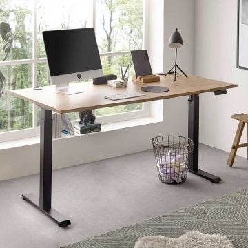 Verstelbare bureau Ben 160x77x74-117cm - eikdecor/zwart