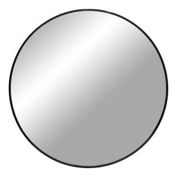 Zwarte spiegel Madrid - ø80 cm | Aluminium, Glas.
