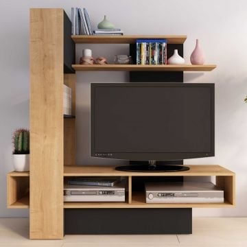 Tv-meubel Zerko 140cm - lichte eik/zwart 