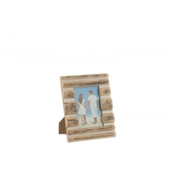 Kader strepen paulownia hout naturel/wit small