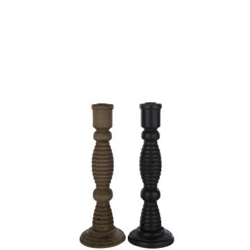 Kaarshouder flin den/ijzer zwart/bruin assortiment van 2