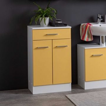 Badkamerkast Ricca 50cm 2 deuren & 1 lade - wit/geel