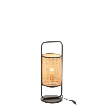 Tafellamp elton metaal/ratan zwart/naturel small