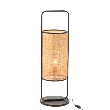Tafellamp elton metaal/ratan zwart/naturel large