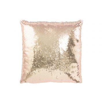 Kussen omkeerbaar sequin champagne/wit