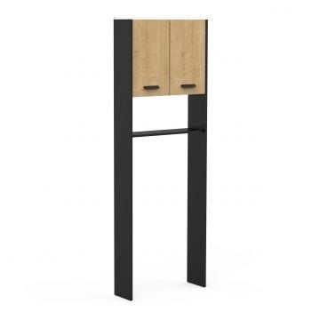 Toiletmeubel Marlin - 64x19x185cm - 2 deuren - eikdecor/zwart