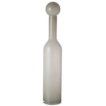 Vaas fles+stop effen glas wit large