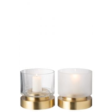Windlicht/vaas pia glas/koper transparant/goud small assortiment van 2