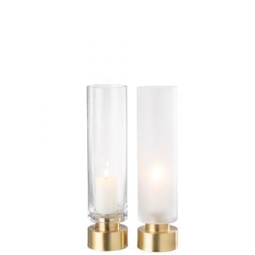 Windlicht/vaas pia glas/koper transparant/goud large assortiment van 2