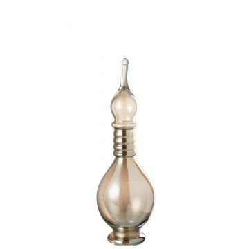 Vaas+stop flesje deco joey glas beige medium