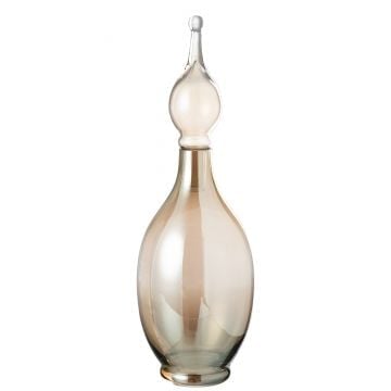 Vaas+stop flesje deco joey glas beige large