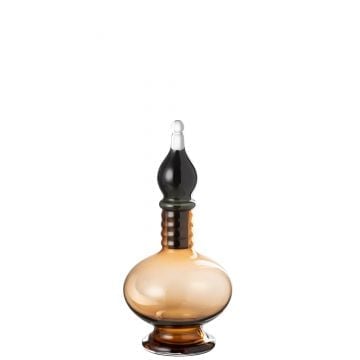 Vaas+stop flesje deco joey glas bruin small