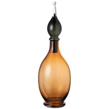 Vaas+stop flesje deco joey glas bruin large